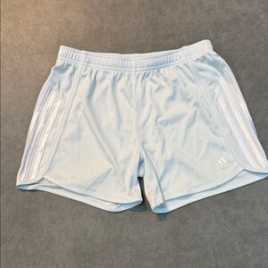 Adidas Women's Sky Light Blue Athletic Shorts w/ White Side Stripes